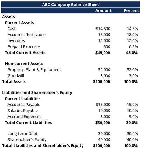 Common Size Balance Sheet Format
