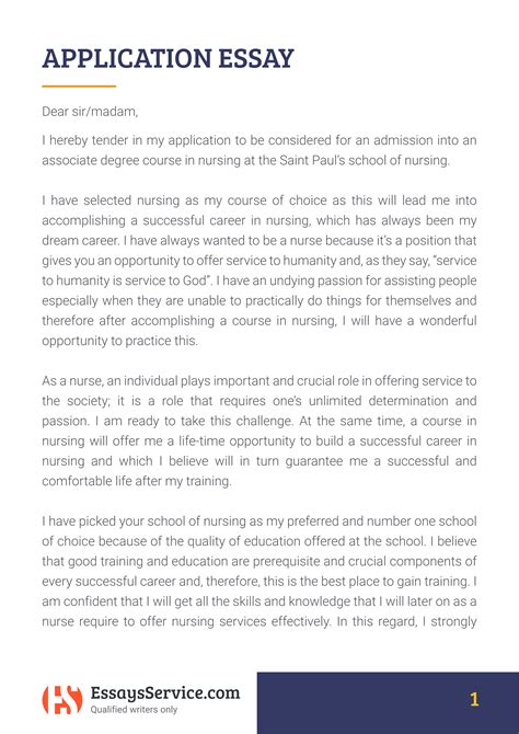 Common application essay examples. One thing this essay could do to make it stronger is improve the first paragraph. The student does a good job of setting up Sister Roach and the Five C’s, but they don’t mention anything about their desire to study or pursue nursing. The first paragraph mentions both Sister Roach and Penn, but left out the student. 