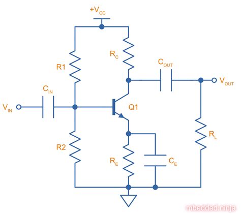Common emitter amplifier. Topology Figure 7.3 Circuit illustrating development of the differential amplifier. Consider the connection shown in Figure 7.3. Here transistor \(Q_2\) is con­nected as a common-base amplifier, while transistor \(Q_1\) is connected as an emitter follower. 