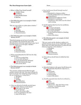 Commonlit Answers Key The Most Dangerous Game 25Question Quiz