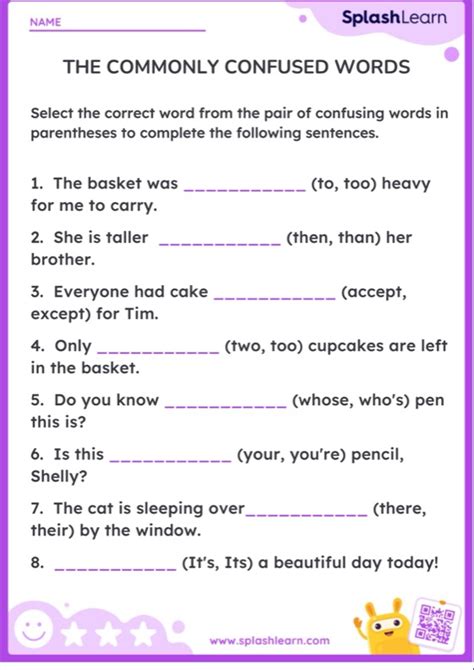 Commonly Confused Words Worksheet Grammar Language Mechanics Free