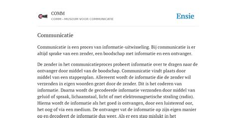 Communicatie - de betekenis volgens COMM