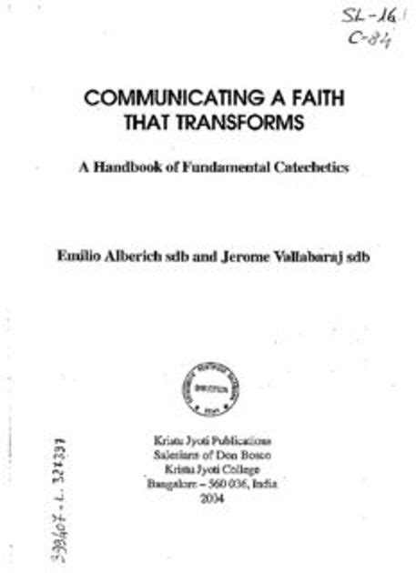 Communicating a faith that transforms a handbook of fundamental catechetics. - Night light for parents a devotional james c dobson.