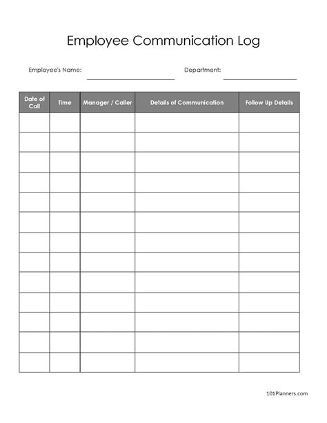 Communication Log Templates 10 Free Printable Word Pdf Excel Formats