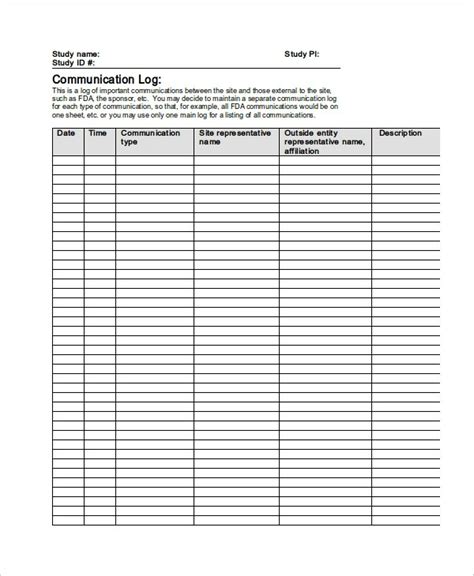Communication Log Templates 2+ Free Word & Excel Free Log Templates