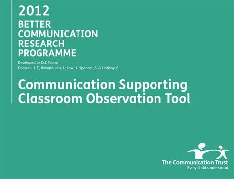 Communication supporting classroom observation tool.  Overview of the Communication Supporting C...