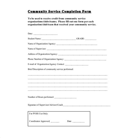 Community Service Completion Form Fill Out and Sign Printable PDF