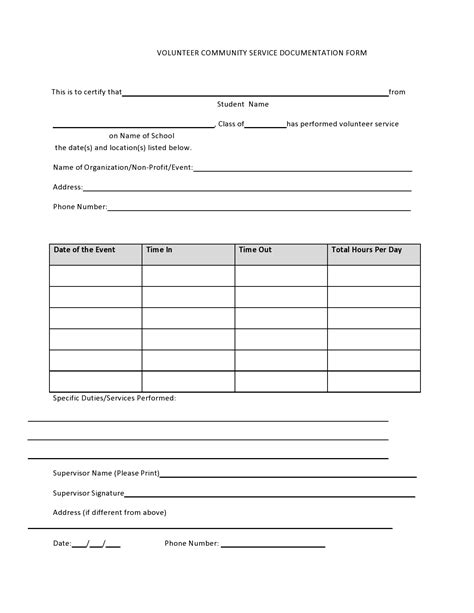 Community Service Form Print Out Fill Out and Sign Printable PDF