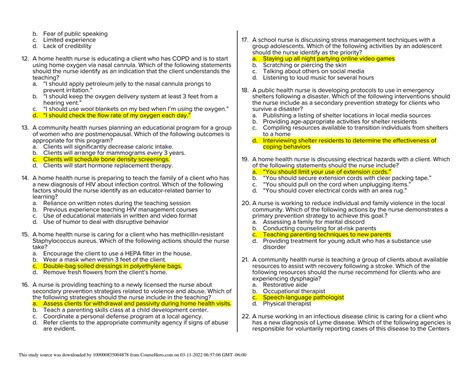 Community ati proctored 2019 quizlet. ATI Proctored Assessment Leadership 2019 Study online at quizlet/_9nhi3f -Review documentation by the provider of discussing the procedure with the client -Verify that the client's signature is on the informed consent form -Ask the client to verbalize the purpose, risks, and benefits of the procedure -Document the client's completed pre ... 