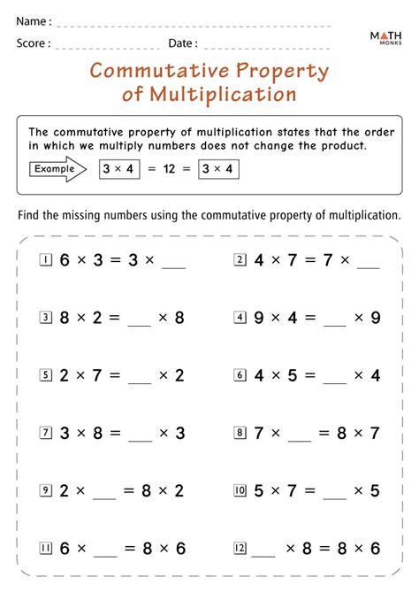 Commutative Property Multiplication 10 Worksheets Free Downloadable Kiddosheets