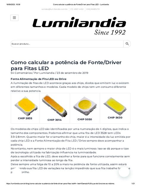 Como calcular a potência de Fonte/Driver para Fitas LED