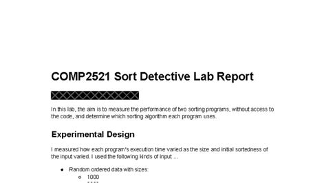 Comp2521 labs.  COMP2521 Sort Detective Lab Report. 5 hours is still p...