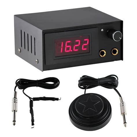 Compact LCD Digital Tattoo Machine Gun Power Supply Set w/ Clip Cord