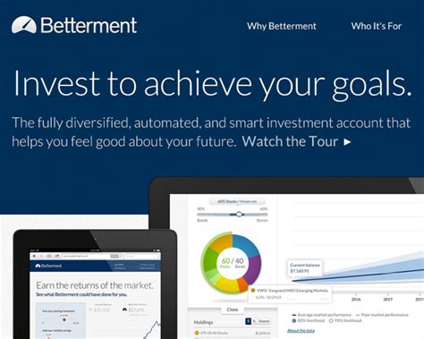 Companies like betterment. Jul 5, 2023 · Betterment shows better visual graphs that anticipate future growth in your retirement funds. I also like Betterment’s option to pay an extra fee to discuss retirement with a CFP while still paying a lower fee of 0.25 percent annually. But the advantage still goes to Vanguard since unlimited access to a CFP is already built into your account. 