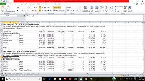 Company Capitalization Table Template eFinancialModels