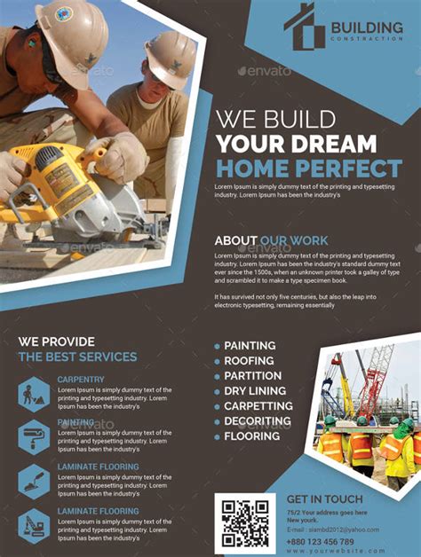 Company Construction And Building Flyer Flyer Construction Business Cards Flyer Template