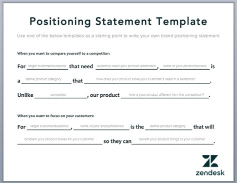 Companys Positioning Statement With Examples Template Business Format