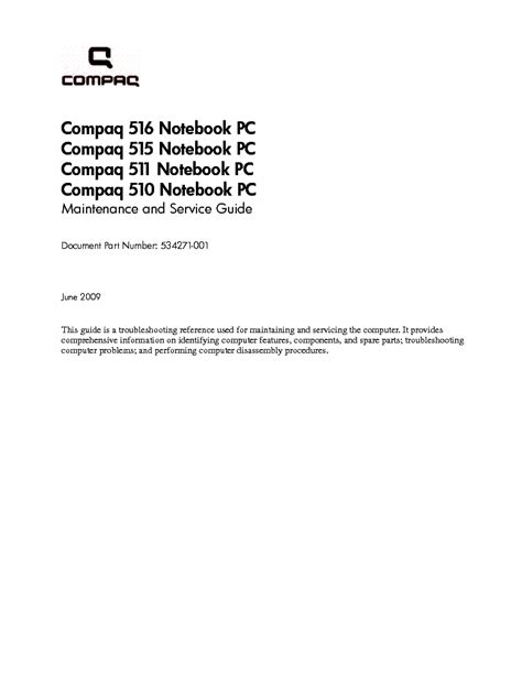 Compaq 510 511 515 516 service repair manual. - Manual nissan versa 2009 en espanol.