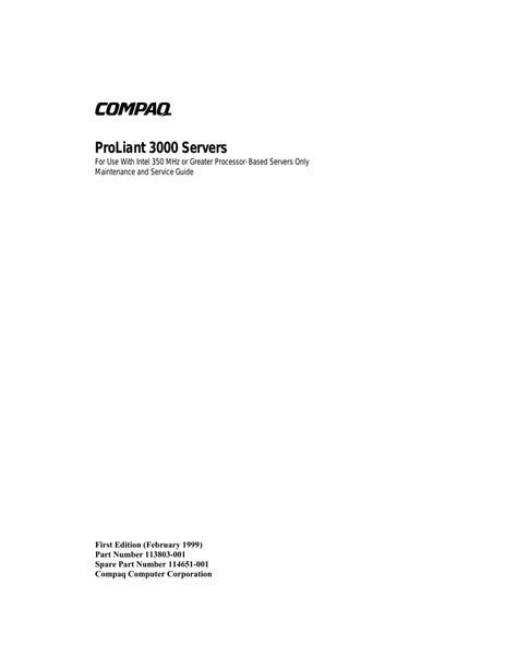 Compaq proliant 3000 maintenance and service guide. - Ce que nous conta isa ibn hicham.