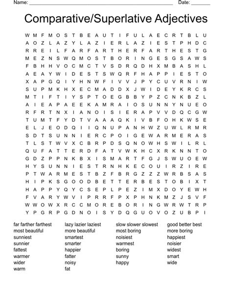 Comparative Adjectives Word Search WordMint