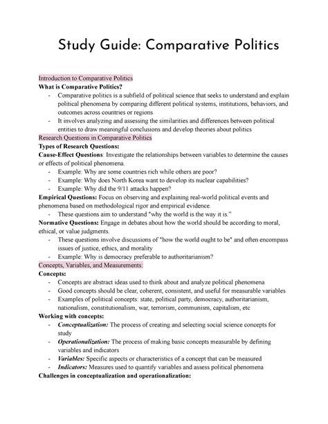 Comparative Politics Study Guide