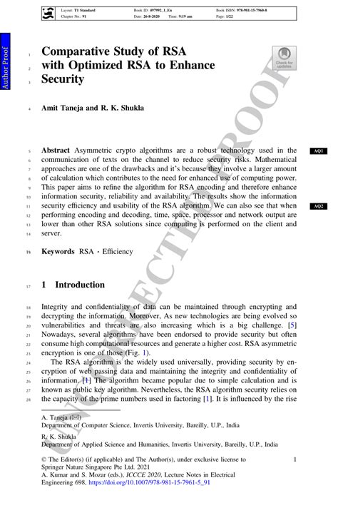 Comparative Study Of Rsa With Optimized Rsa To Enhance Security Springerlink