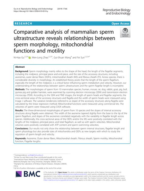 Comparative analysis of mammalian sperm ultrastructure reveals ...