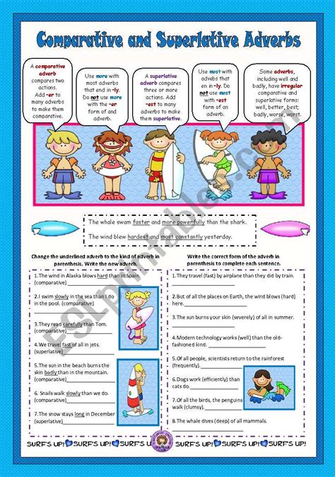Comparative and Superlative Adverbs ESL worksheet by VaneV