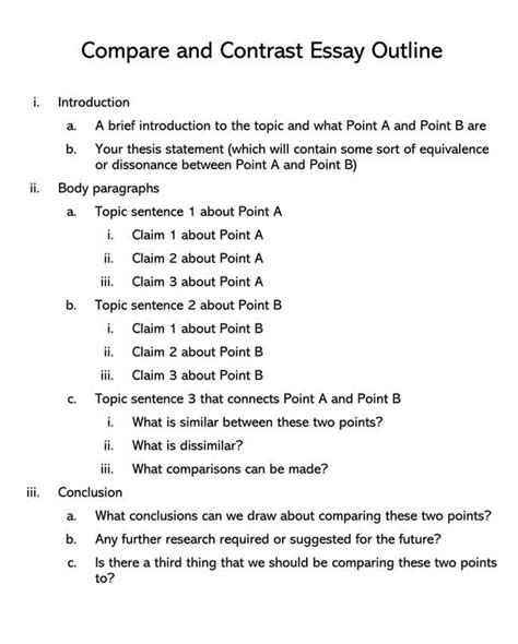 Compare Contrast Paper Outline Example
