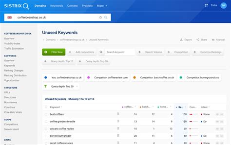 Compare Keywords and Unused Keywords Revised SISTRIX