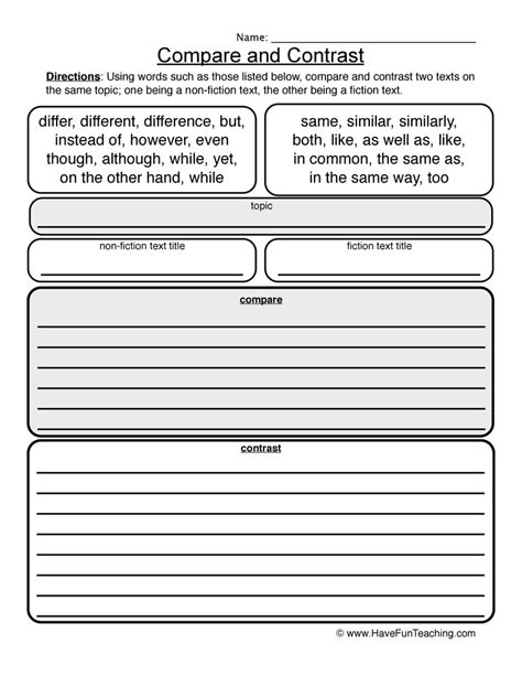 Compare and Contrast Worksheets Have Fun Teaching