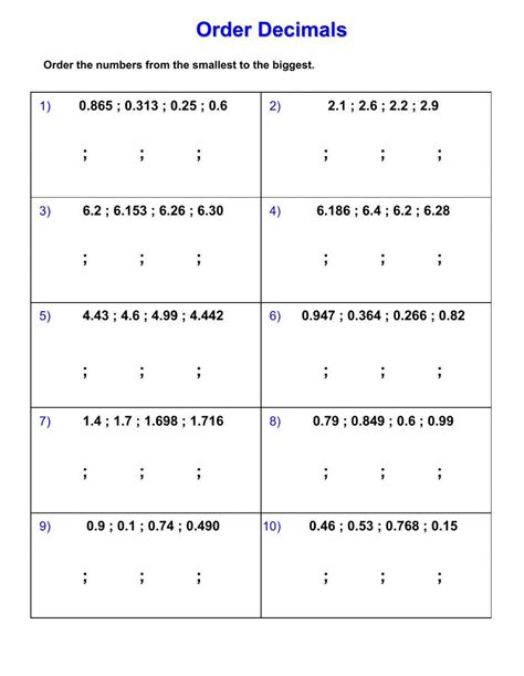 Compare and order decimals exercise Live Worksheets Worksheets Library