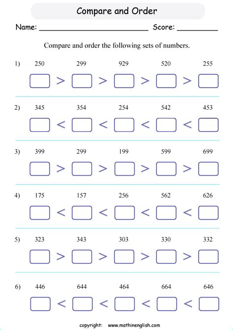 Compare and order these numbers in terms of greater and smaller. Grade