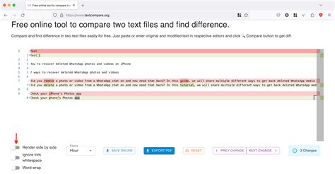 Compare big text files windows.  No registration required.  It's interesting to compare the two...