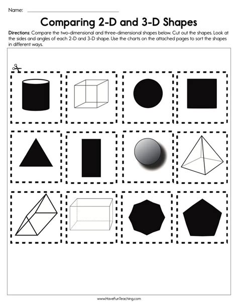 Comparing 2D and 3D Shapes Worksheet • Have Fun Teaching