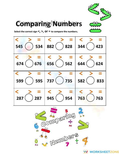 Comparing 3Digit Numbers 2nd Grade Math Worksheets Helping with Math