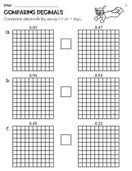 Comparing Decimals With Models Worksheet Examples and Forms