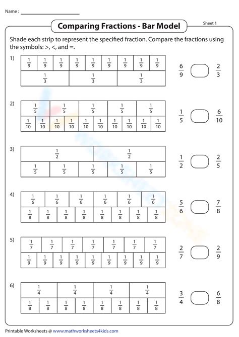 Comparing Fractions Worksheet5