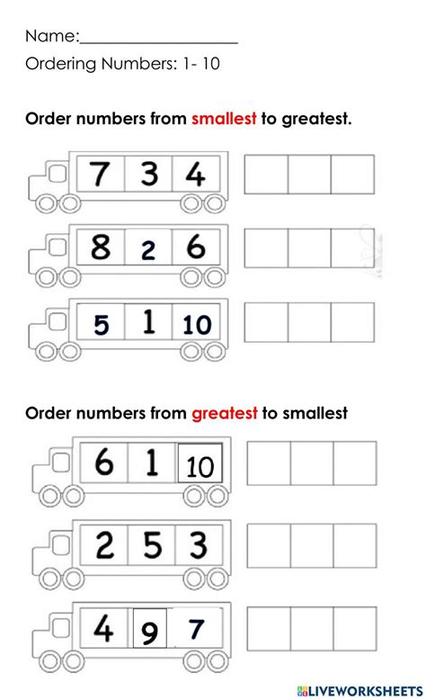 Comparing and Ordering Numbers to 10 worksheet in 2023 Ordering