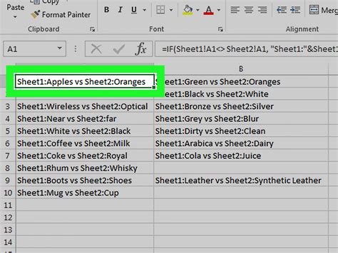Comparing data in excel