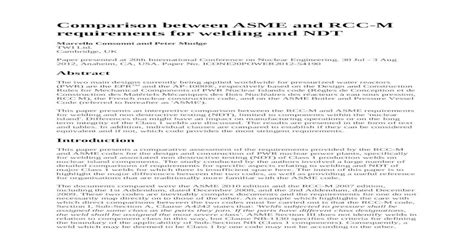 Comparison between ASME and RCC-M requirements for …