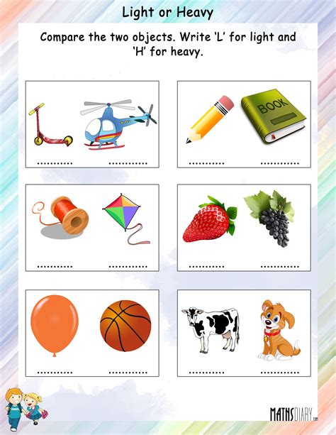 Comparison between Light and Heavy Math Worksheets