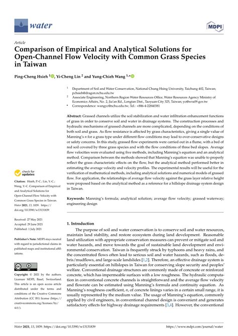 Comparison of Empirical and Analytical Solutions for Open-Channel …