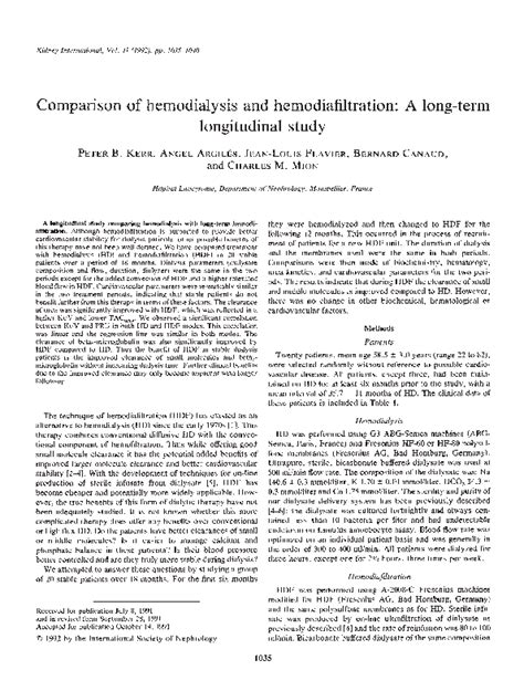 Comparison of hemodialysis and hemodiafiltration: a long-term