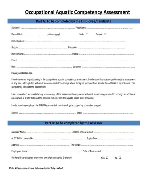 Competency Assessment Form Template HQ Template Documents