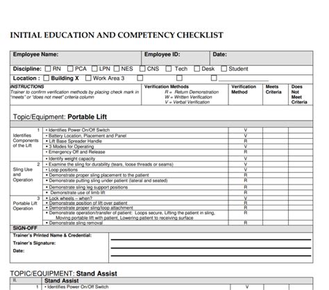 Competency Checklist Employee Competency Assessment Template Resume