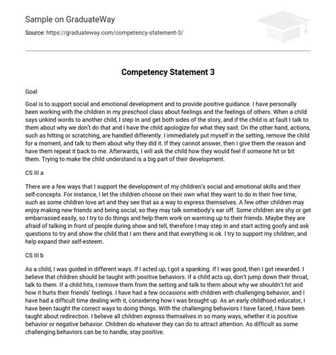 Competency statement example.  Related interests Cda Competency Statements Examples Chil...
