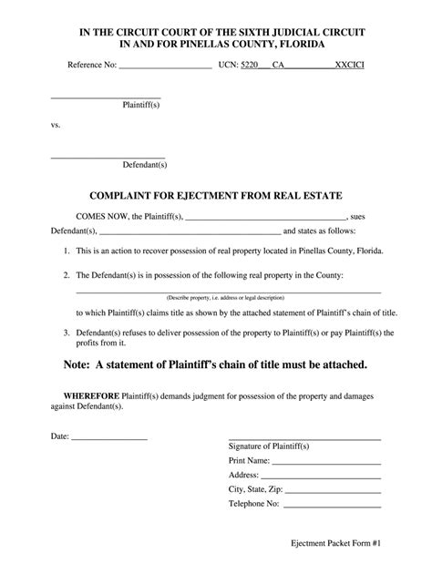 Complaint for ejectment florida.  Sign your complaint for ejectment florida law help form sa...