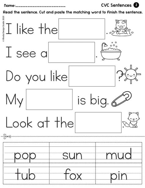 Complete And Sentences Worksheet Free Cvc Word Writing