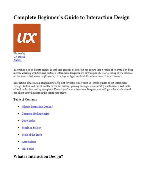 Complete Beginners Guide to Interaction Design